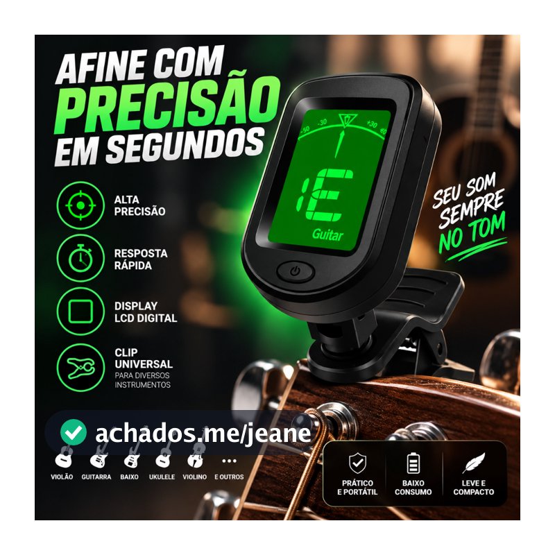 Afinador Digital Clip Cromático Violão Viola Guitarra Cavaco