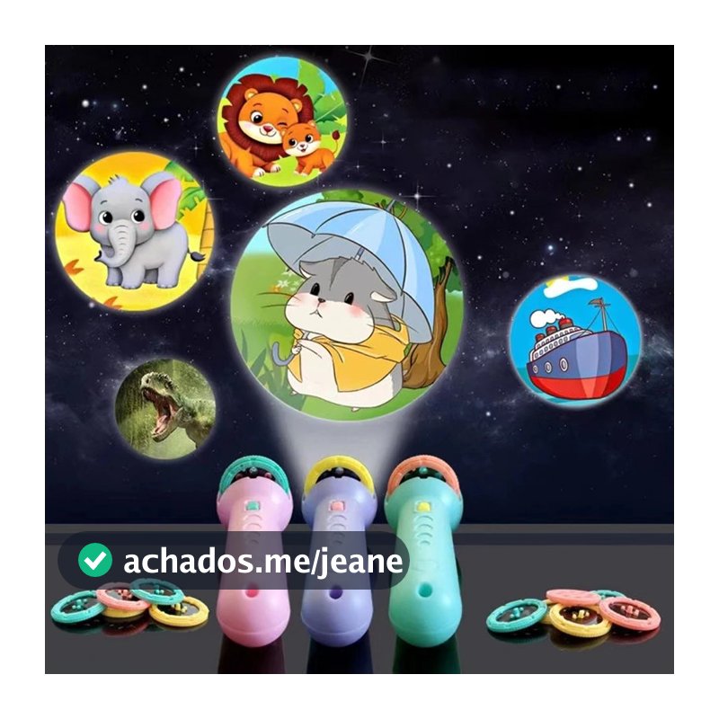 Projetor de luz infantil, 3 cartões (24 imagens divertidas)