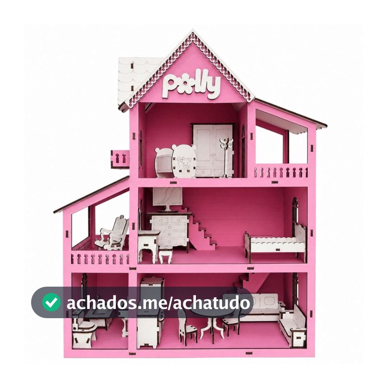 Casinha de Boneca Infantil com Moveis acompanha Parquinhos em Mdf Pintada