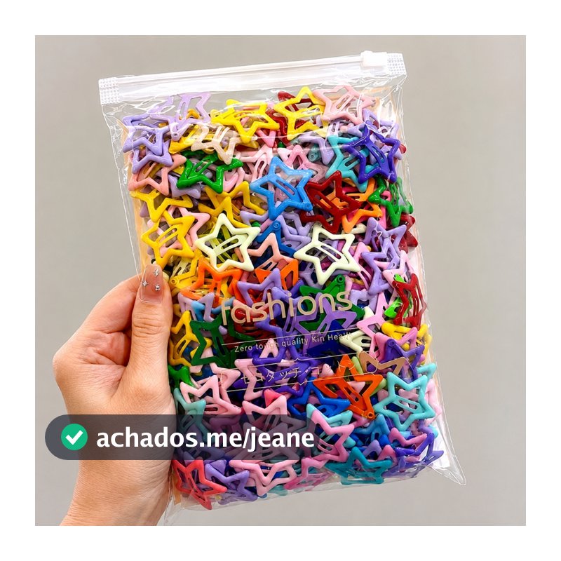 Kit 50 Presilhas de Cabelo Estrela de Metal - Tic Tac Infantil e Feminino Retro Y2K - Presilha Blogueira Anos 2000