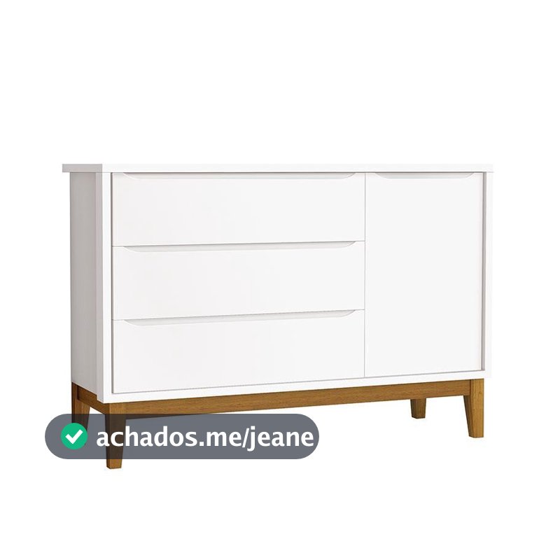 Cômoda Infantil New Classic Branco com Pés Madeira – Reller