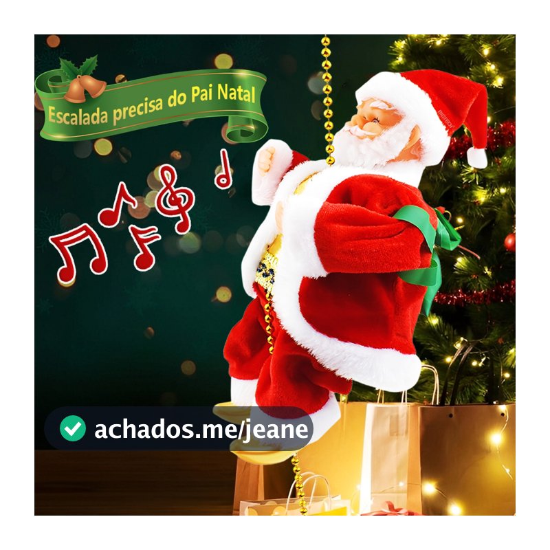 Papai Noel Escalando Papai Noel Musical Com Movimento Decoração De Natal Presente De Natal