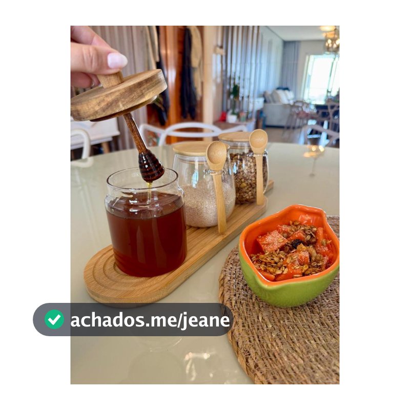 Meleira Abelha Vidro Tampa Acácia e Mexedor 500ml  Meleira Abelha Vidro Tampa Acácia e Mexedor 500ml