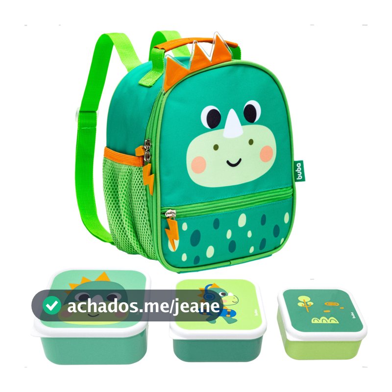 Mochila Bolsa Térmica 3 Potinhos Potes Marmita Infantil Kit Escolar Papinha Papa BPA Free Alça Buba