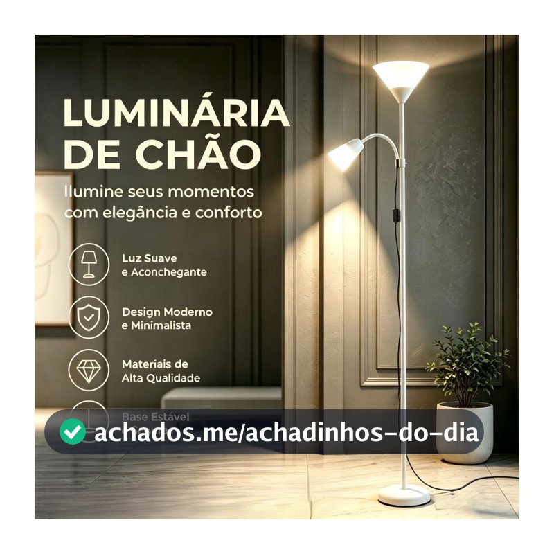 Luminária Pedestal Articulada Abajur Chão Duo Floor Coluna Luminária Chão Abajur Articulada Metal Lustre Coluna Sem Lãmp