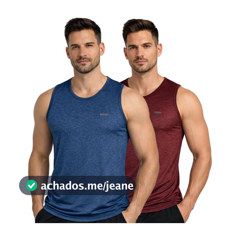 2 Camisetas Regata Masculina Kit Academia e Treino Malha Fria