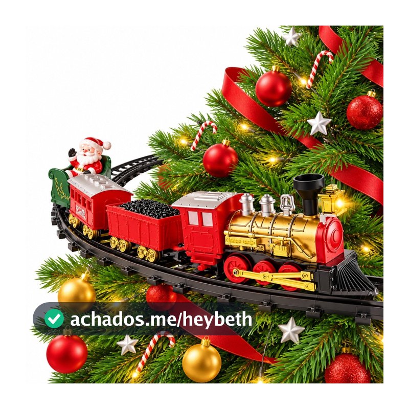 Trem Elétrico Decorativo Ferrorama Natalino Para Árvore de Natal Luz Som E Movimento Papai noel 23 peças - Castela