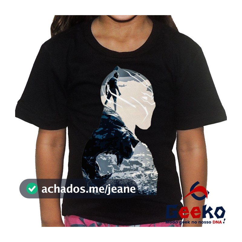 Camiseta Geek Infantil Pantera Negra The Black Panther Wakanda All Geek