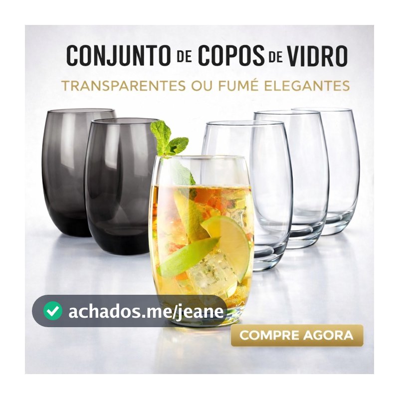 Conjunto de Copos de Vidro 480ml 6 ou 12 Peças Design Moderno Sofisticado Aruba