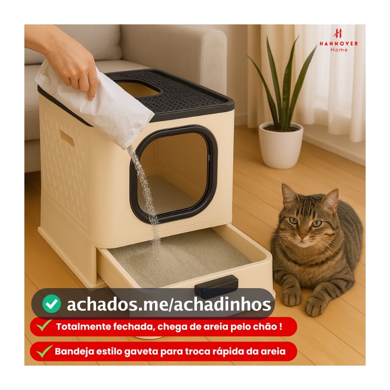 Caixa de Areia Para Gatos Fechada Sandbox Sanitário Furba Fechada e Furba Aberta