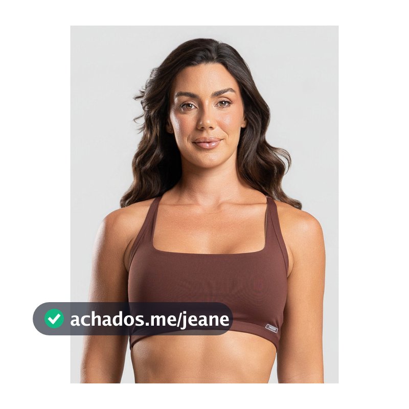 Top Feminino Poliamida Com Frente Quadrada Decote Costas Marrom Massam Fitness