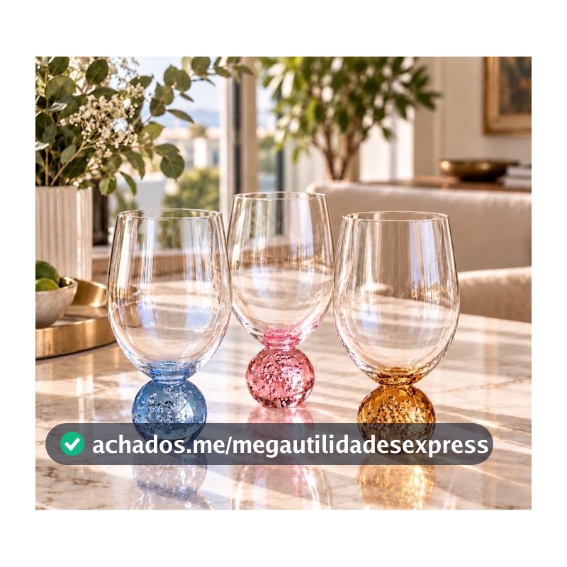 Kit 6 Copos Bubble Sphere 540ml – Design Sofisticado em Vidro