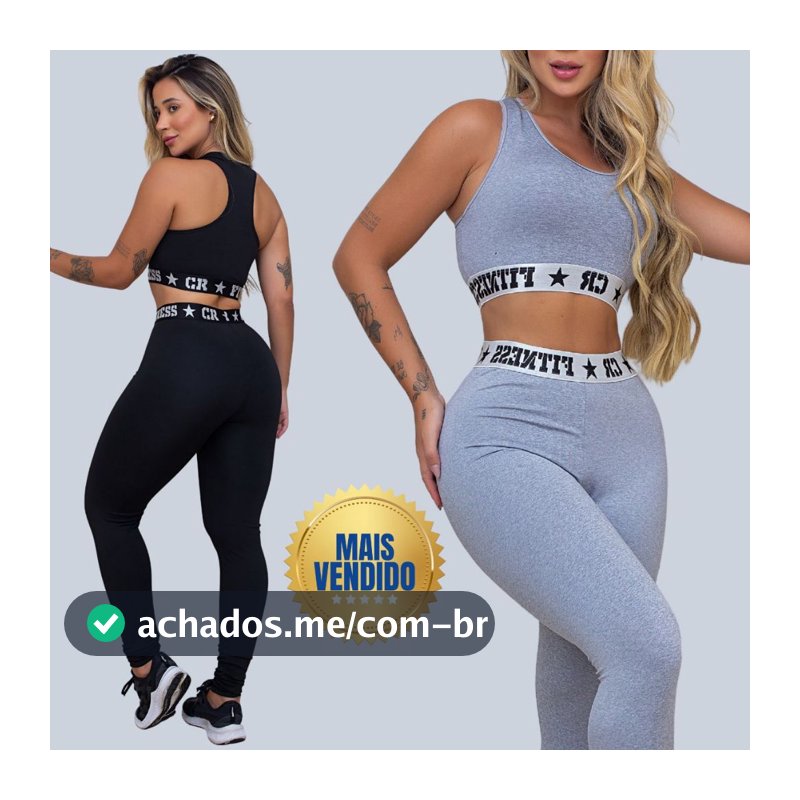 kit 2 Conjuntos Academia Top e Legging Elastico Exposto