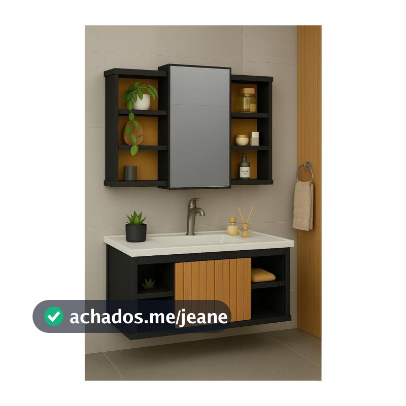 Conjunto Gabinete Espelheira Cuba Completo Com Porta Nichos E Espelho KIT ESPANHA