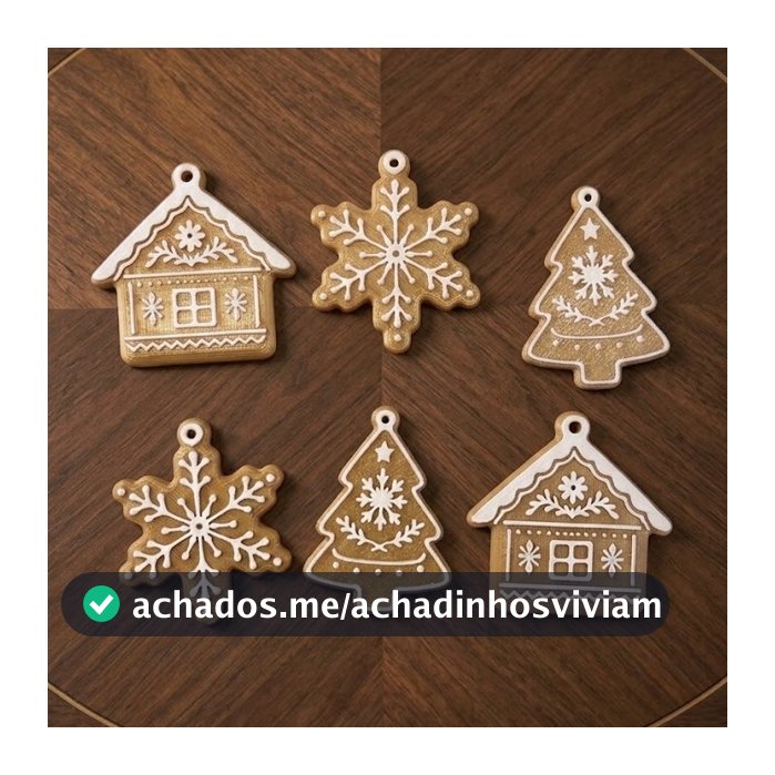Kit Enfeites Árvore de Natal Estilo Biscoito - Casinha, Estrela, Árvore - Decoração Natal Criativa