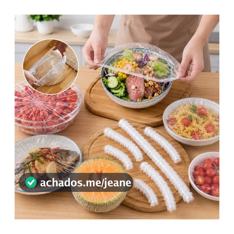 KIT De 100 á 300 Tampas De Plástico Descartável Para Alimento Com 100 Ate 300 Unidades