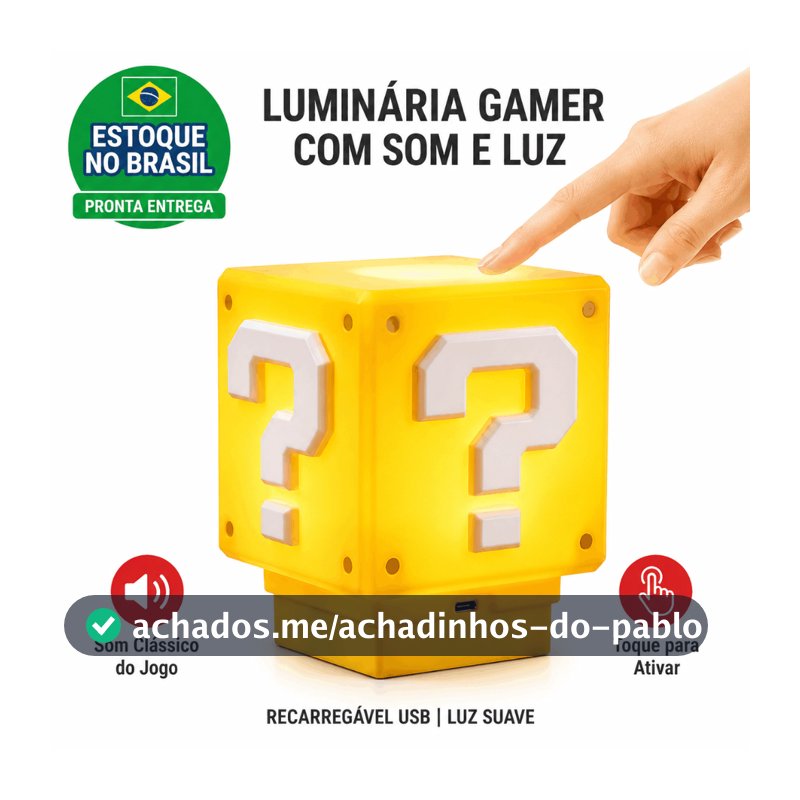 Luminaria Super Mario Bros Com Som Efeito Interativo Luz LED Bloco Gamer Abajur Quarto Presente Criativo USB