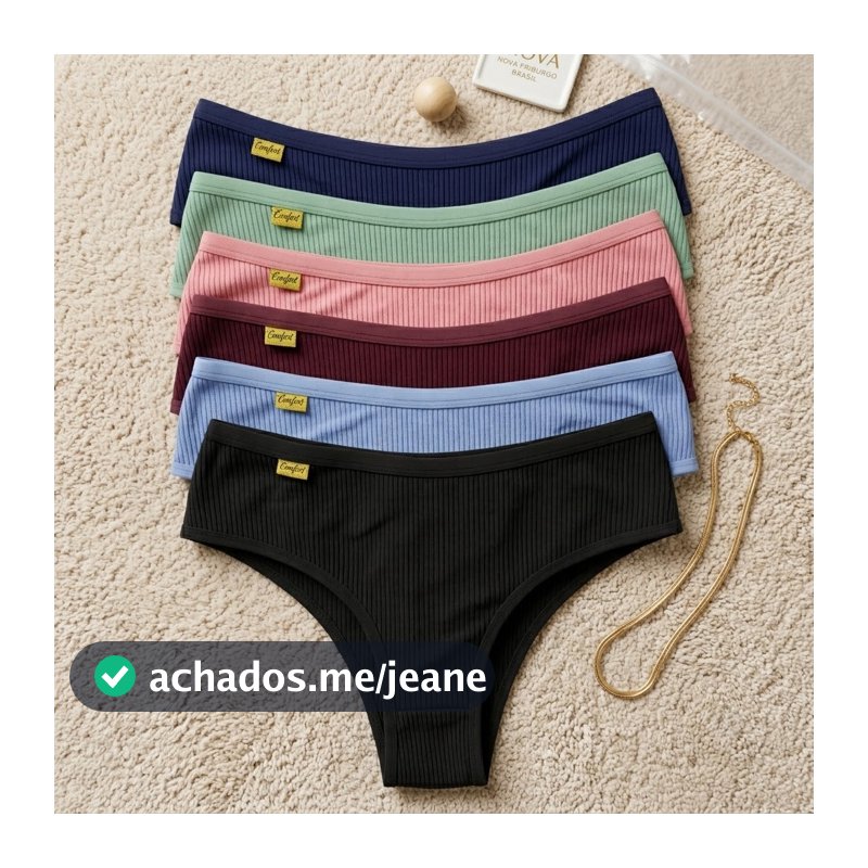 Kit 5 Calcinha Sexy Canelada Tanga De Microfibra Premium Feminina Dia a Dia Confortável Barata