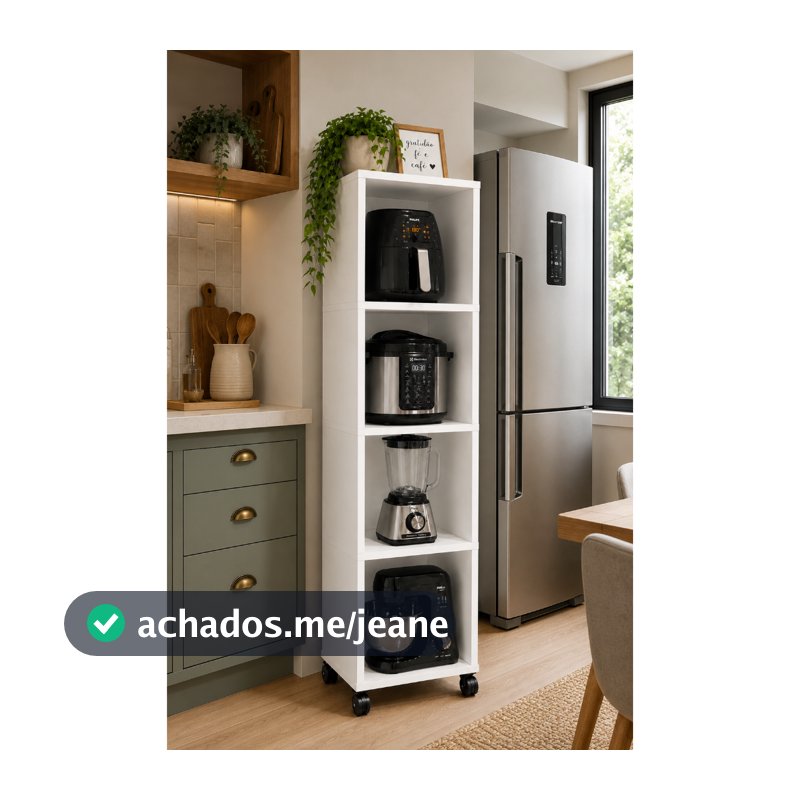 EXCLUSIVO Estante Armário Multiuso Torre Quente Cozinha Panela Pressão Air Fryer Organizador Prateleira Rodas Branco