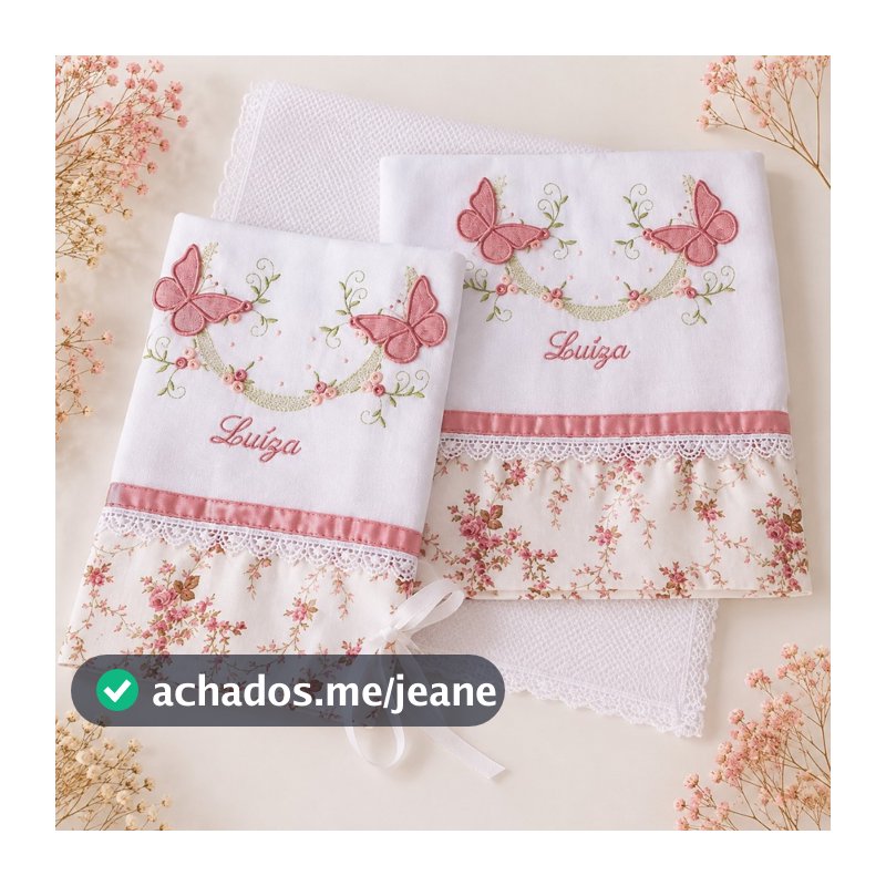 Fralda De Pano Luxo Cremer Personalizada 2 Pçs Passeio E Boca Bordada