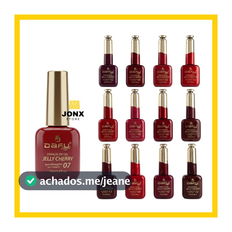 Dafu Esmalte Gel Jelly Cherry Lançamento Cores Sortidas Tons Vermelhos Kit com 06 unidades Atacado