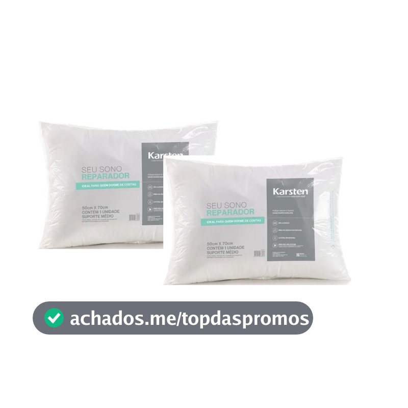 Kit 2 Travesseiros Suporte Medio Percal 180 Fios Karsten