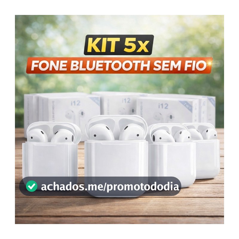 Conjunto de 5 fones de ouvido sem fio Bluetooth TWS, som estéreo, fáceis de usar