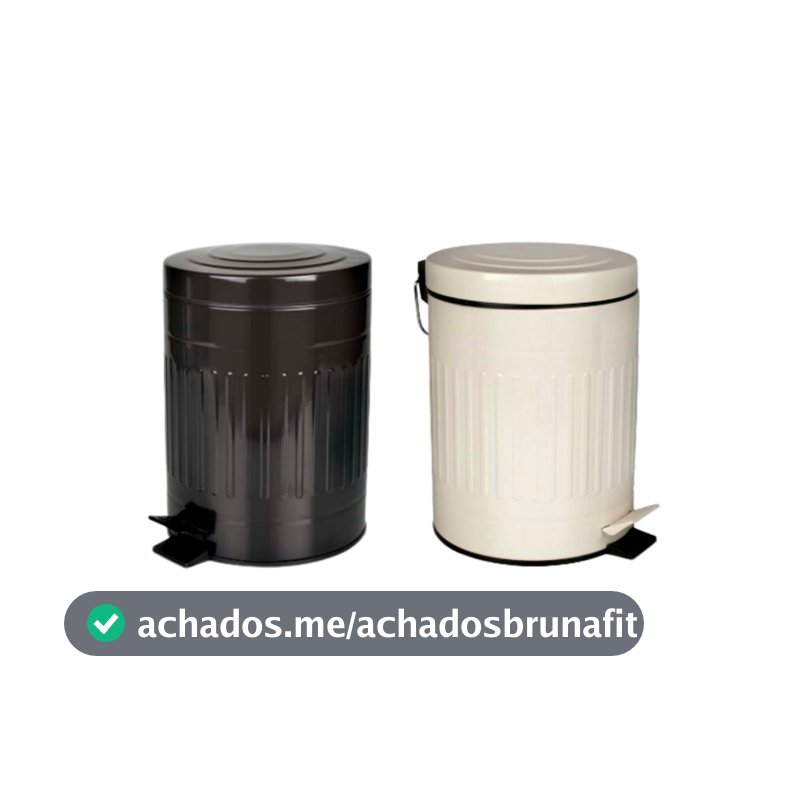 Lixeira Retro 5 Litros Vintage Aço Preto ou Bege MOR