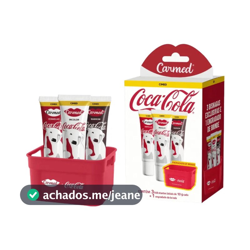 Kit Carmed Coca-Cola 3 Hidratantes Labiais 10g + Engradado