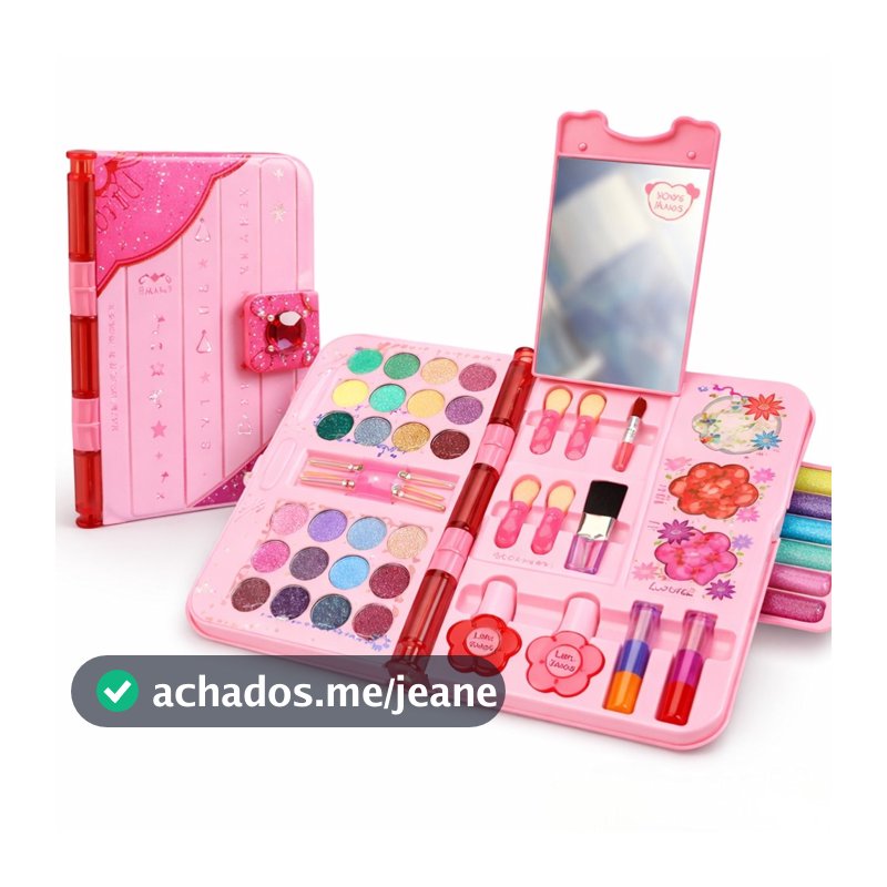Kit Estojo de Maquiagem Infantil Não Tóxico Com Espelho Brinquedo Menina
