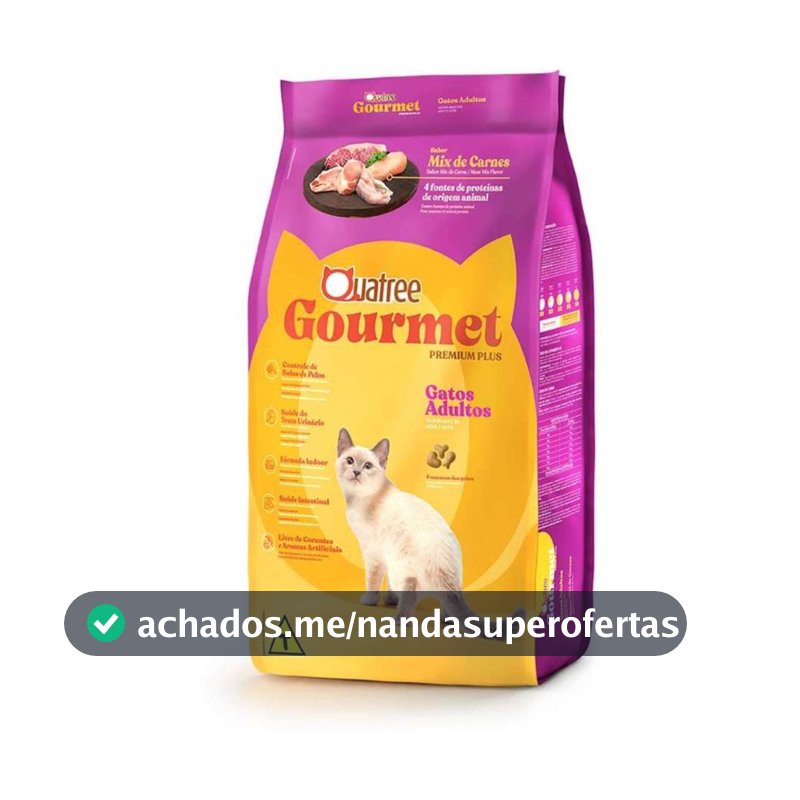 Ração Quatree Gourmet Gatos Adultos Mix de Carnes 3kg