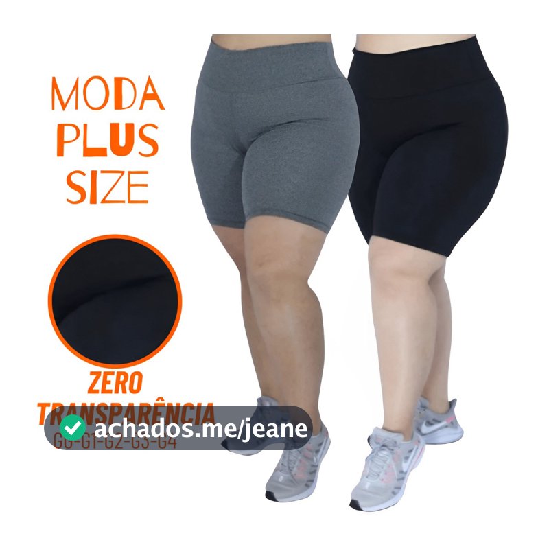 Short Legging Plus Size Feminino Meia Coxa Suplex Bermuda Cintura Alta Academia Zero Transparência