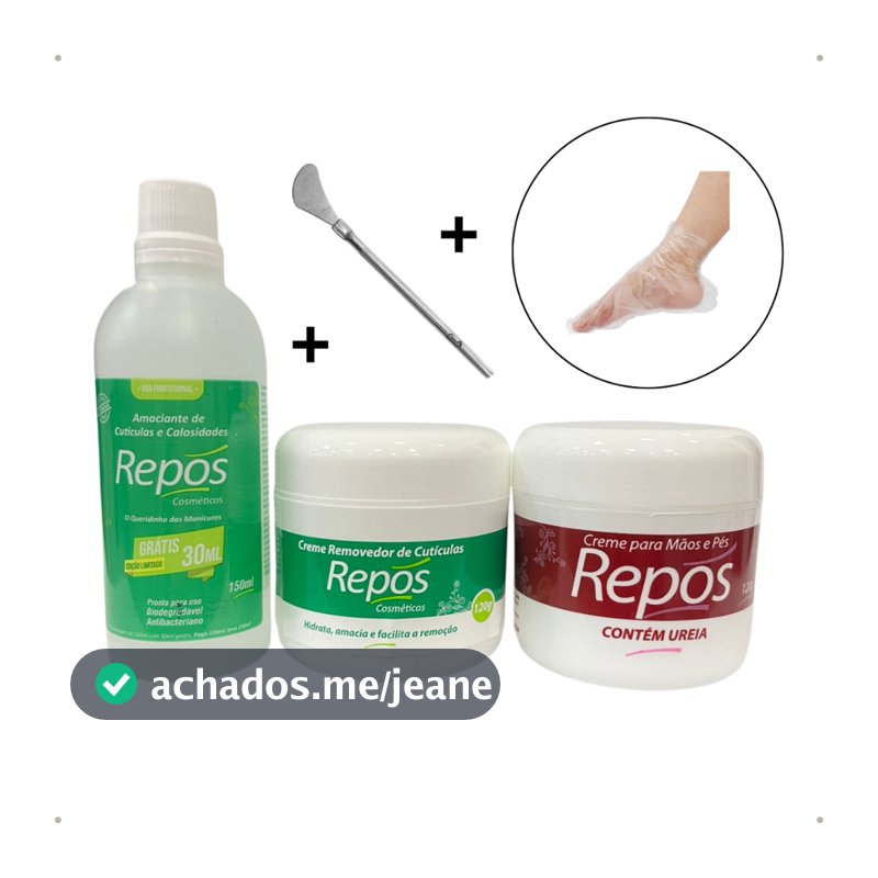 Kit Spa Dos Pés Repós Amaciante 150ML+Uréia + Removedor + Espátula Calosidade  + 10 Botas Plásticas