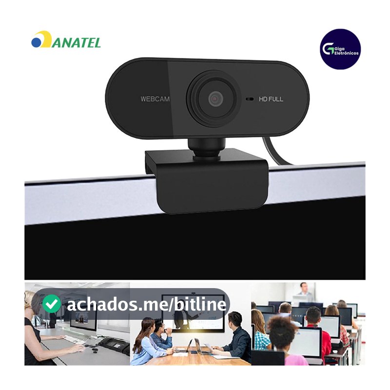 Webcam com Microfone Full HD 1080p Giratória 360° Ajuste de Ângulo Livre para PC Notebook e Home Office