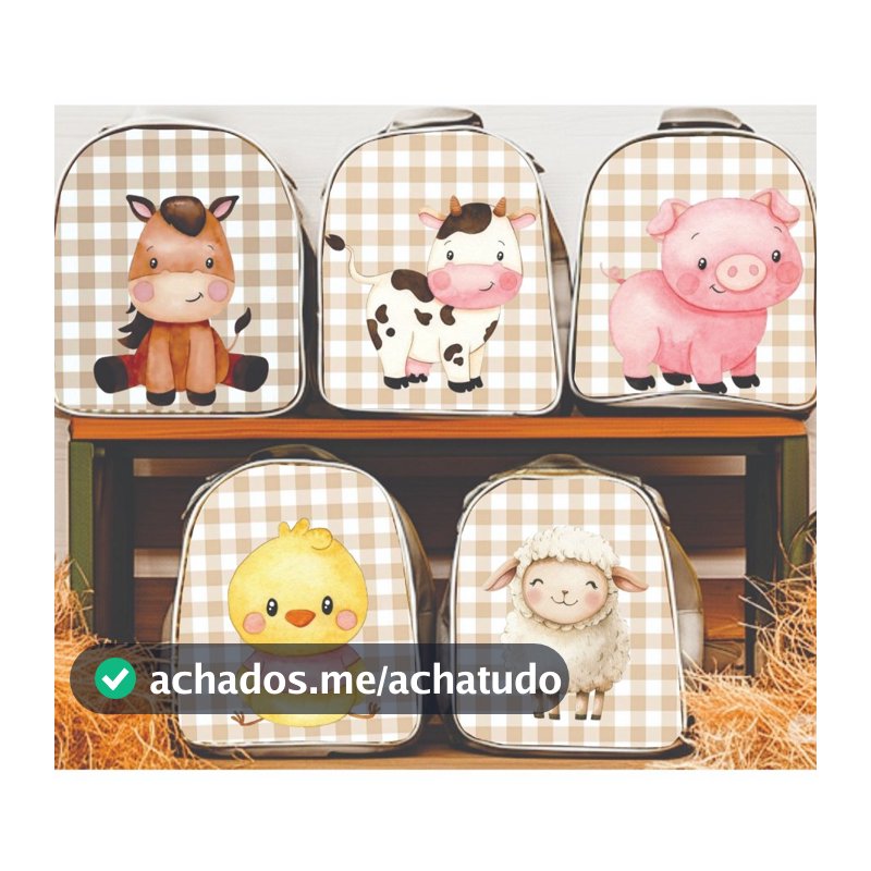 Mochila Fazendinha Infantil Aniversário Lembrancinha Decoração SEM PERSONALIZAR