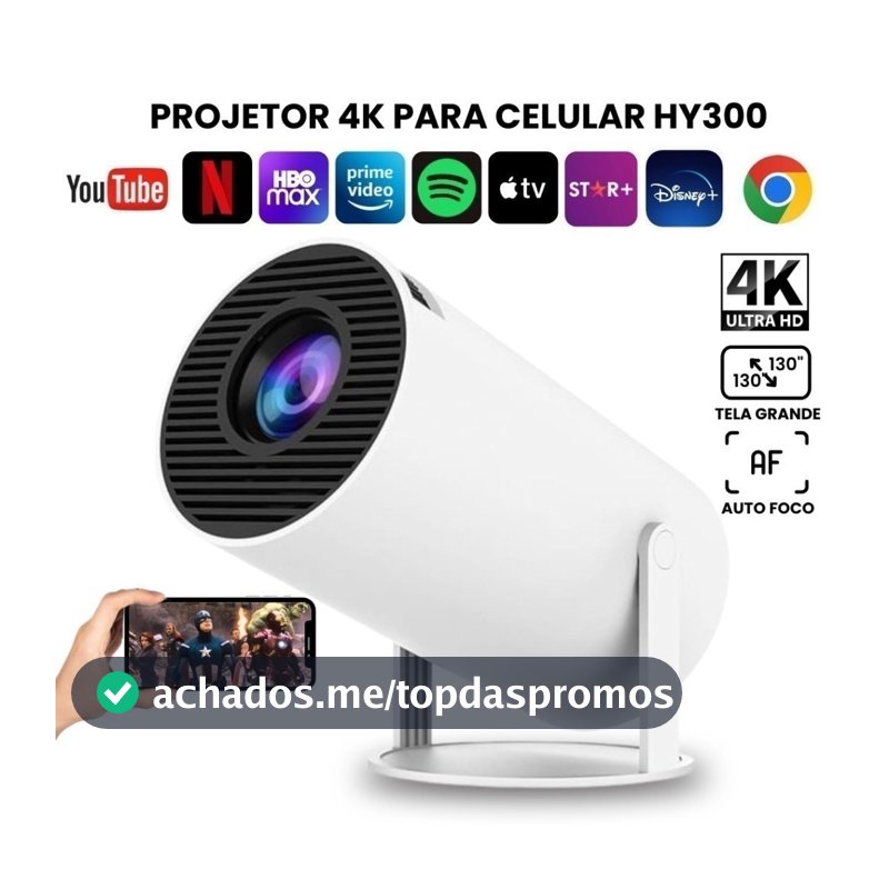 Projetor 4K HD 150 Polegadas Celular, Tv B0x, Xbox, PS, Pc, Wifi HY300 Pro Magcubic Envio Imediato
