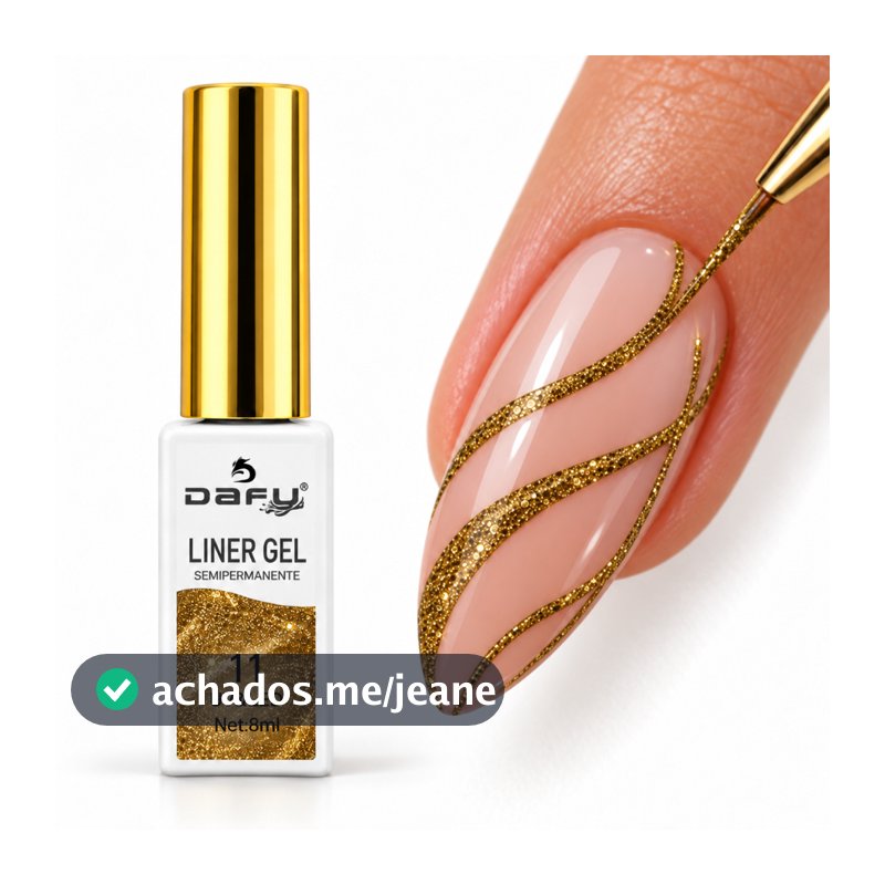 Esmalte Em Gel Ponta Fina Line Art Efeit Spider Glitter Dafu - Dourado