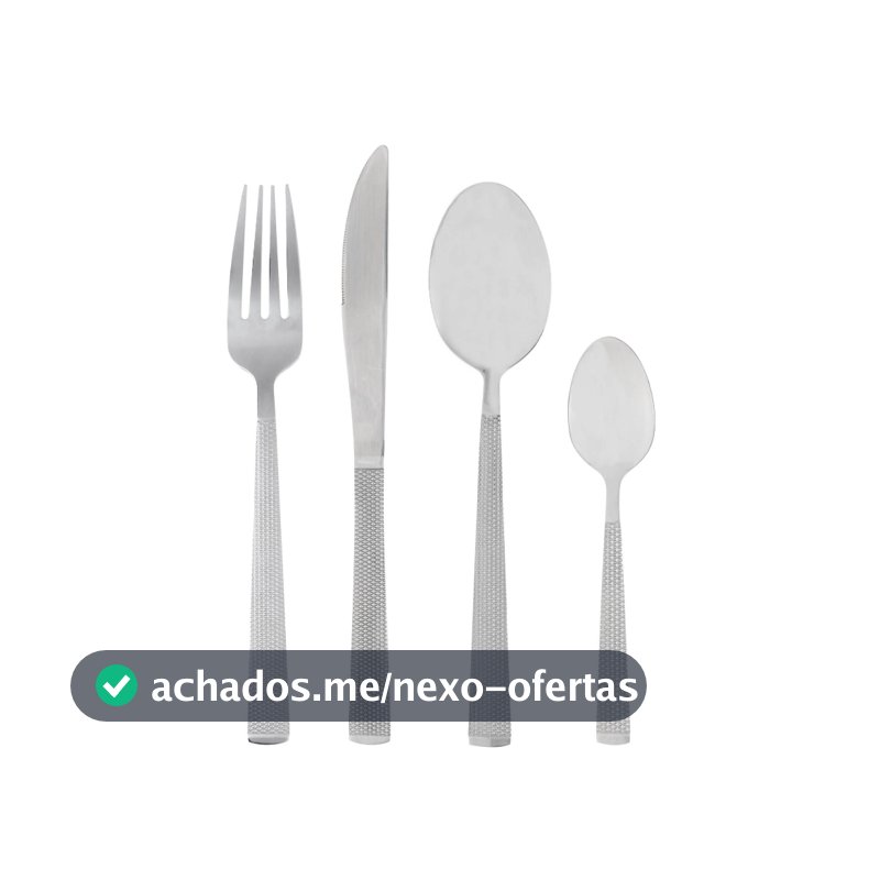 Faqueiro 16 Peças Aço Inox Santorini Lyor Prata Jogo de Talheres Completo para 4 Pessoas Mesa Posta Sobremesa Resistente