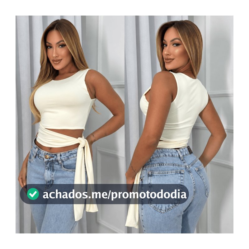 Blusa Cropped Feminino Suplex Forro Duplo Laço Lateral Com Amarração Moda Gringa Estilosa Lançamento