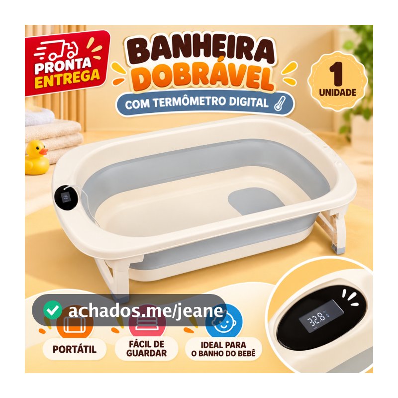 Banheira De Bebe Portátil Infantil Com Termômetro Digital