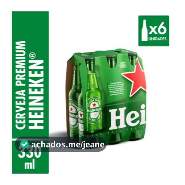 Cerveja Heineken Lager Long Neck 330ml 6 Unid.