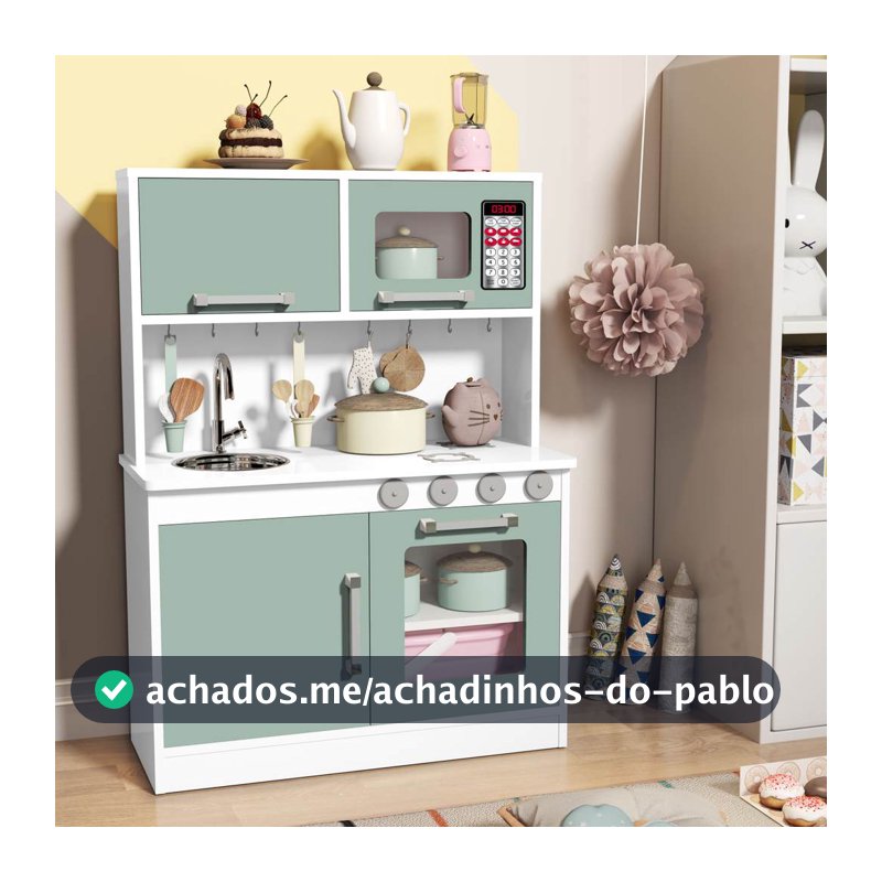 Cozinha Infantil de Brinquedo 100% Mdf Valentina 2 Cores Com Torneira E Pia