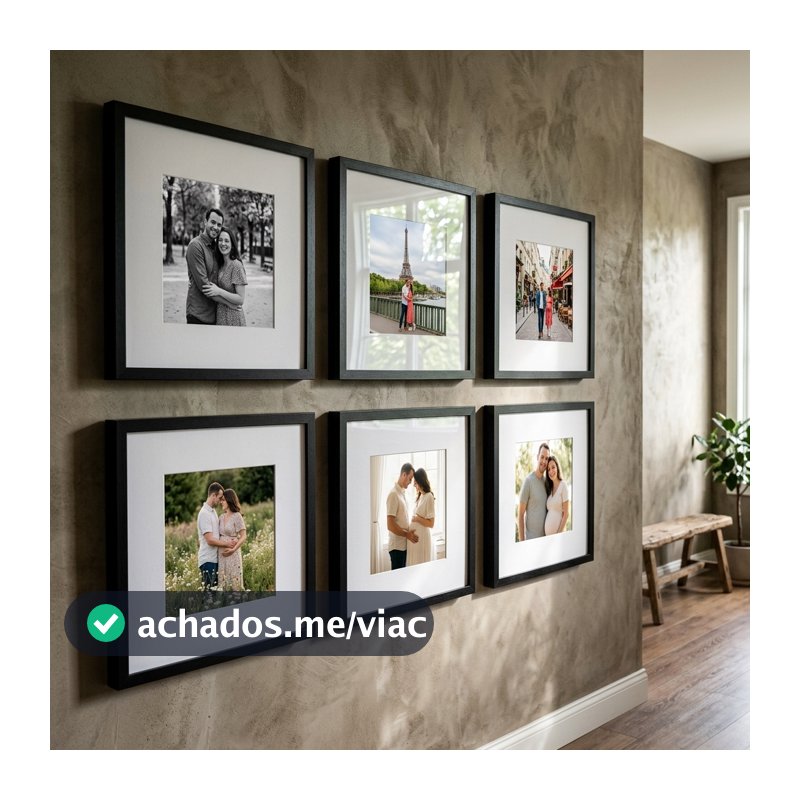 Kit 6 Quadros Decorativos 23x23 Para Sala Quarto Com Vidro Acrílico