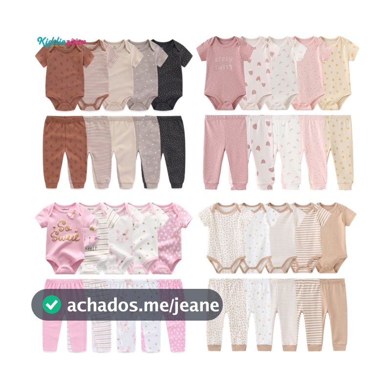 Kiddiezoom 10 Peças Conjunto De Roupas De Bebê Algodão Macio Menino Menina Bodysuits + Calças Roupa Infantil Presente