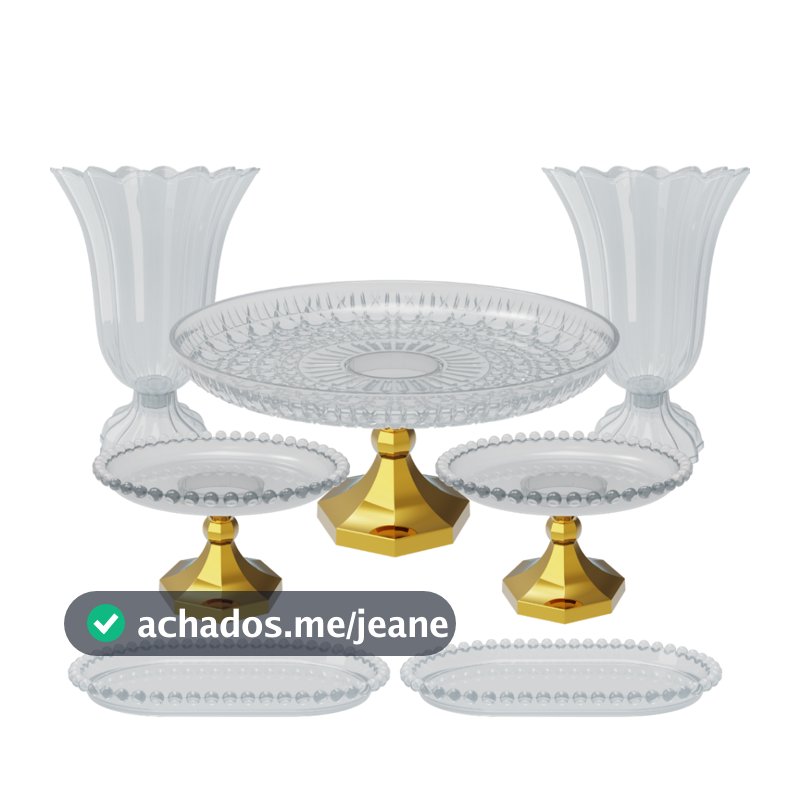 Kit Cristal  7 Peças Decorativo Mesa Festas Cerimônia Eventos Aniversários