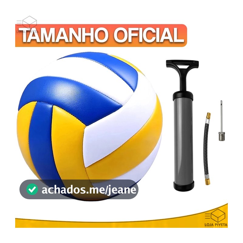 Bola de Volei Com Bomba de Encher Ar Profissional Quadra Praia Areia Voleibol 22cm Tamanho Oficial