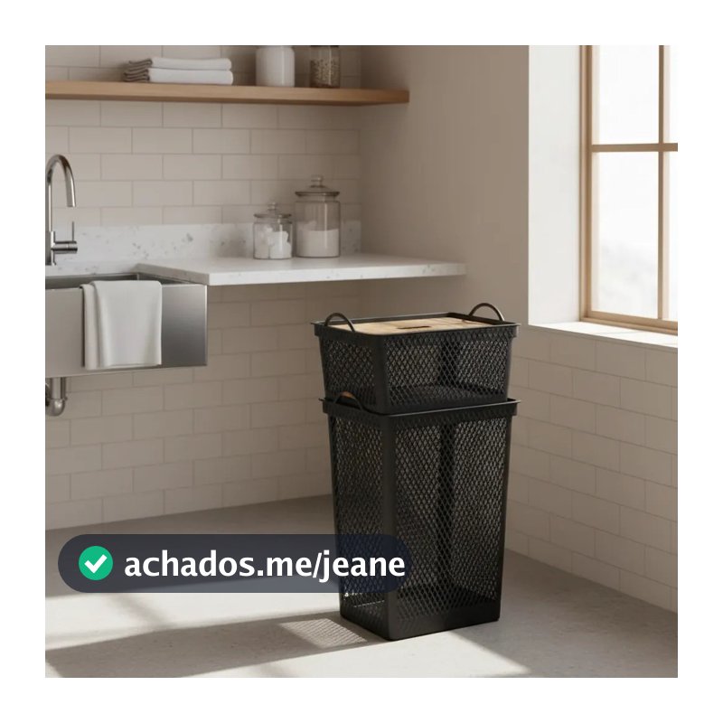 Kit 1 Cesto De Roupa 49l Com Tampa E 1 Cesto Organizador 20l