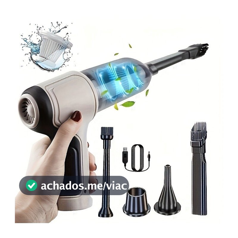 Aspirador Sem Fio 3 Em 1 Para Carro Bivolt 9000Pa Mini De Pó Casa E De Uso Duplo