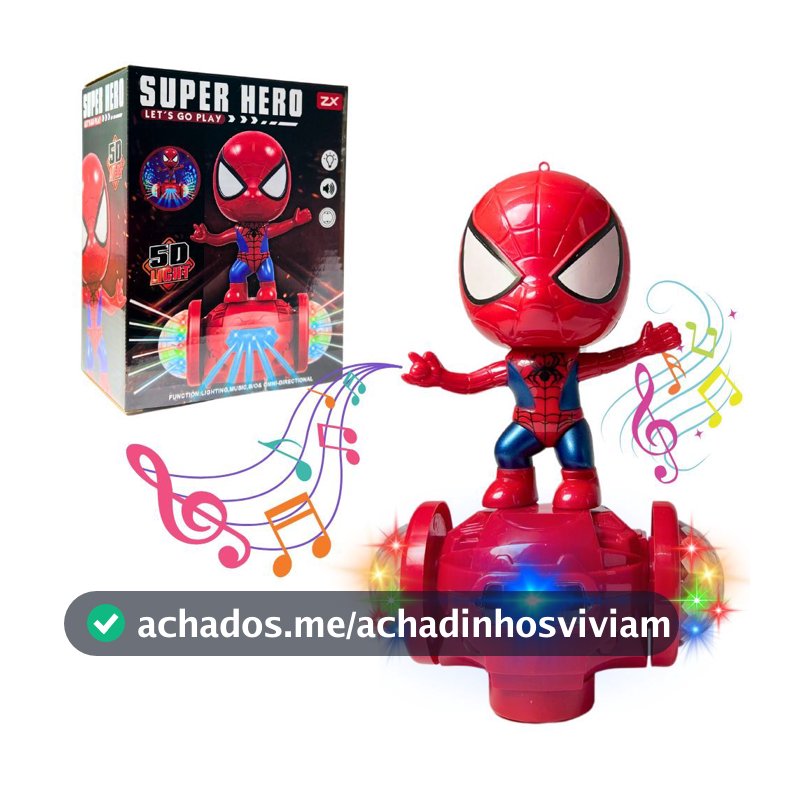 Brinquedo Robô Homem Aranha Dança com Luzes e Som Bate e Volta Brinquedo Infantil Marvel Presente