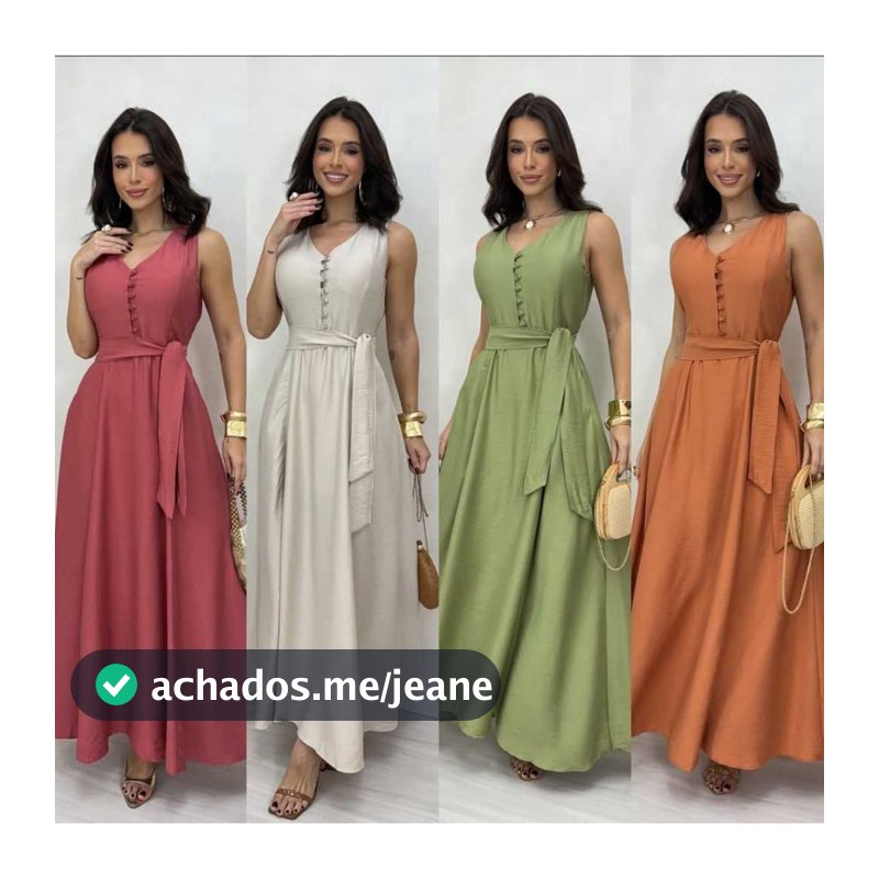 vestido regata con botom perolados com bolço y tem laço